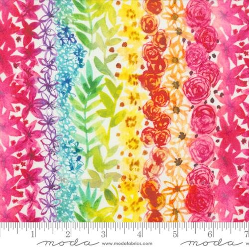 Flower Patches Doodled Stripes Rainbow